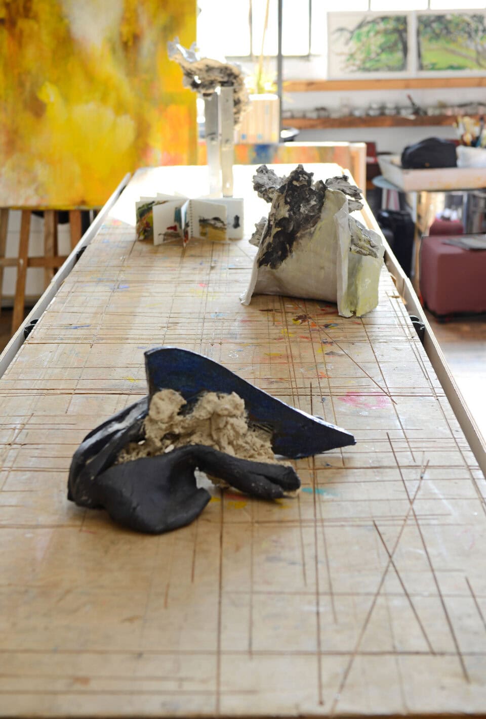 Panse Paysage et Le Soleil après la Pluie 2025 gres engobes emaux 32x23x28 cm et 36x42x35 cms